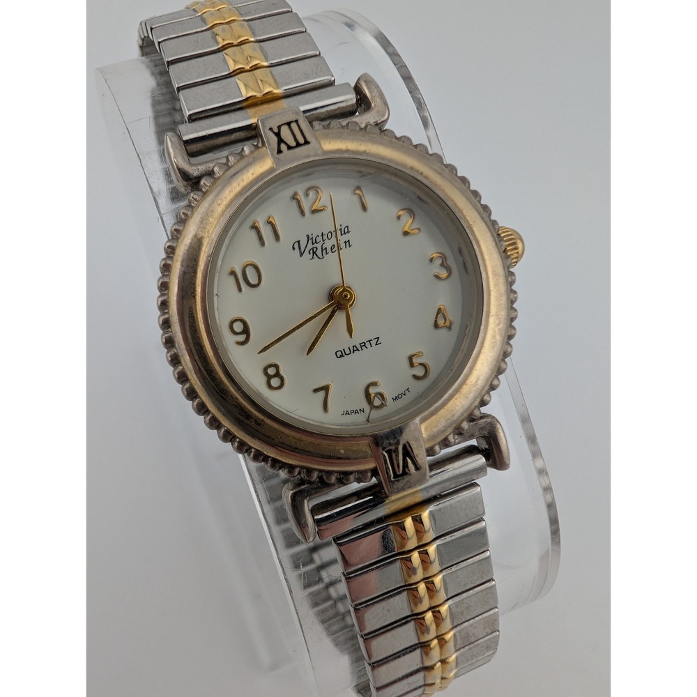 Victoria Rhein Watch Women 27mm Case Two Tone Stretch Band- New Battery